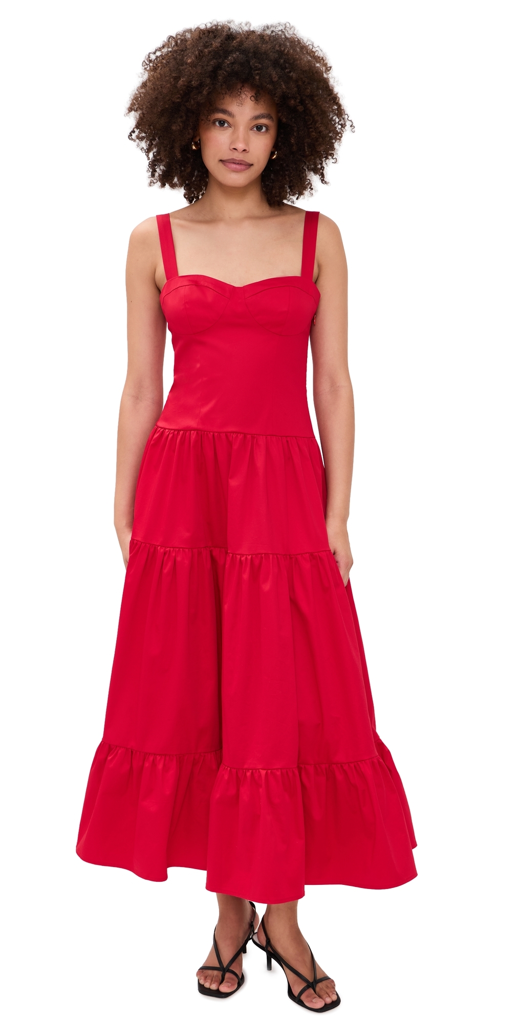 WAYF Melinda Midi Dress Red