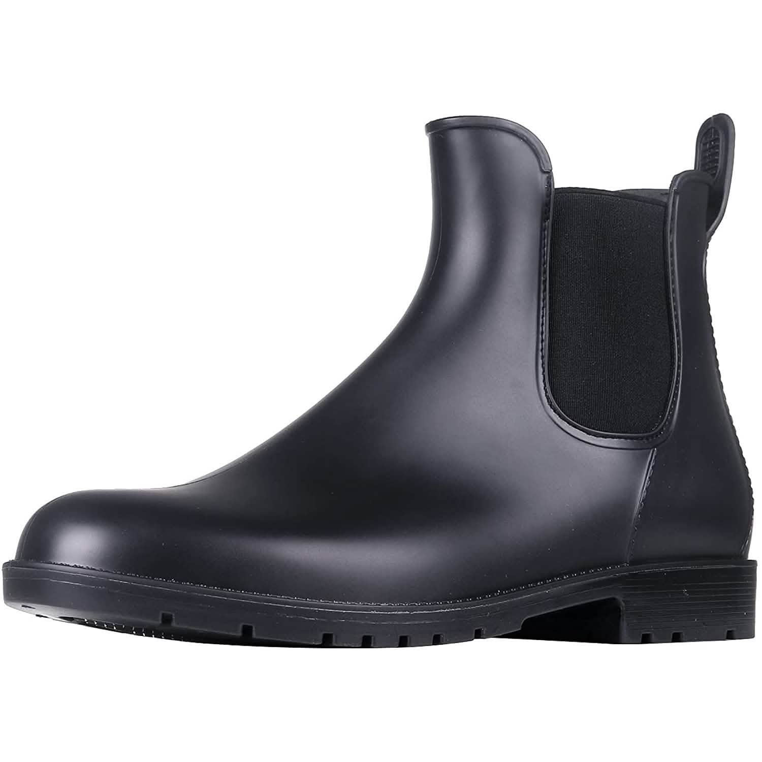 Women's Ankle Rain Boots Waterproof Chelsea Boots - Black .