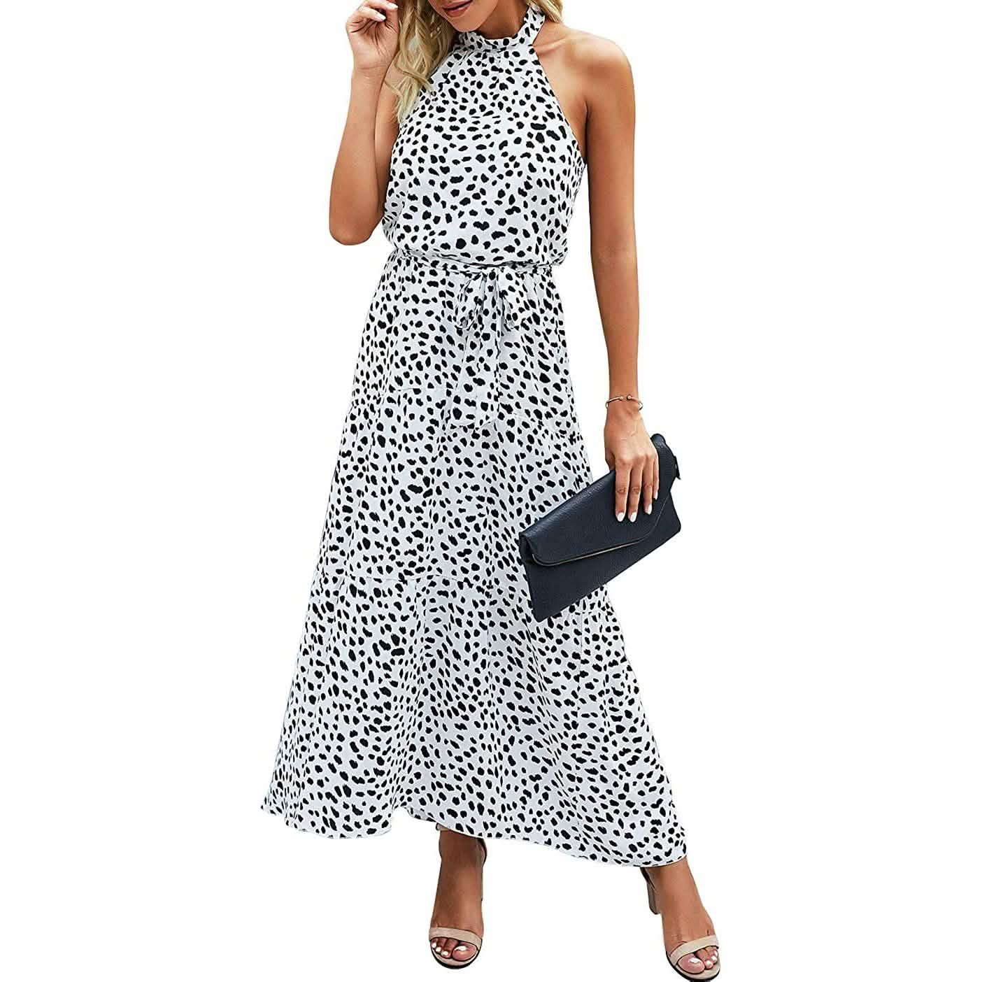 Women’s Casual Halter Neck Sleeveless Long Maxi Dress