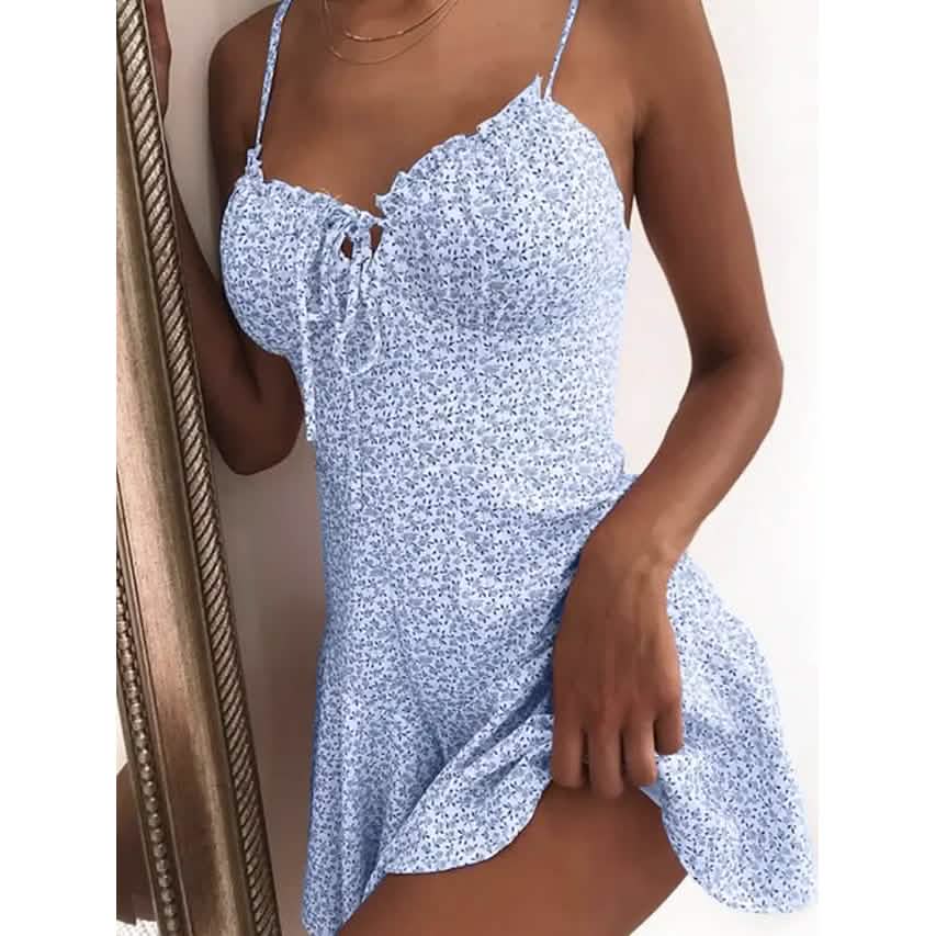 Women's Sundress Short Mini Dress - Blue XXXX