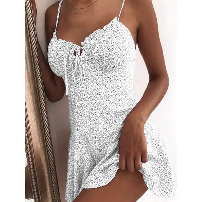 Women's Sundress Short Mini Dress - White XXXX
