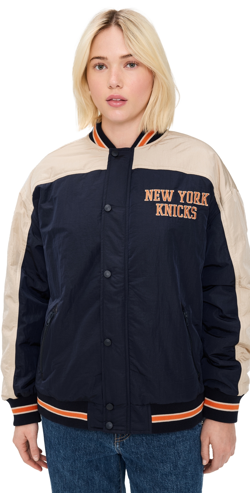 Terez Double Yoke Bomber Jacket KnicksNavy